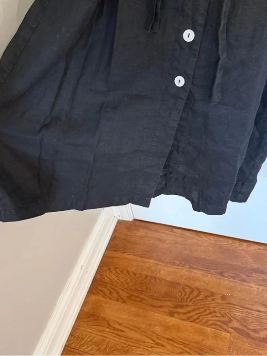 Quince 100% Linen Black Shirt Dress XL | Button Front Tie Waist 25253 - Picture 11 of 16
